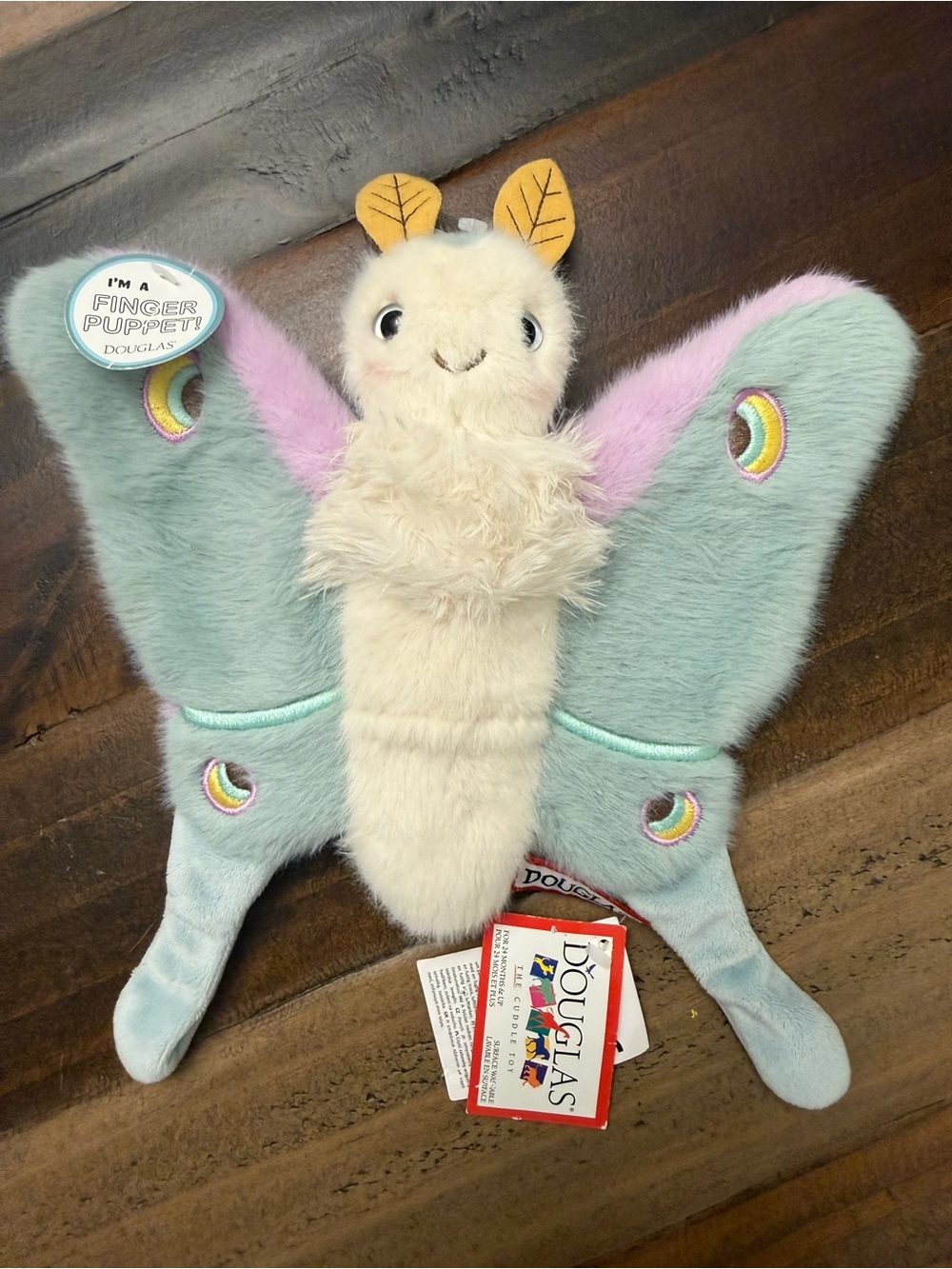Douglas Cuddle Toys Juniper Luna Moth Plush Finger Puppet 10" Brand New W/ Tags